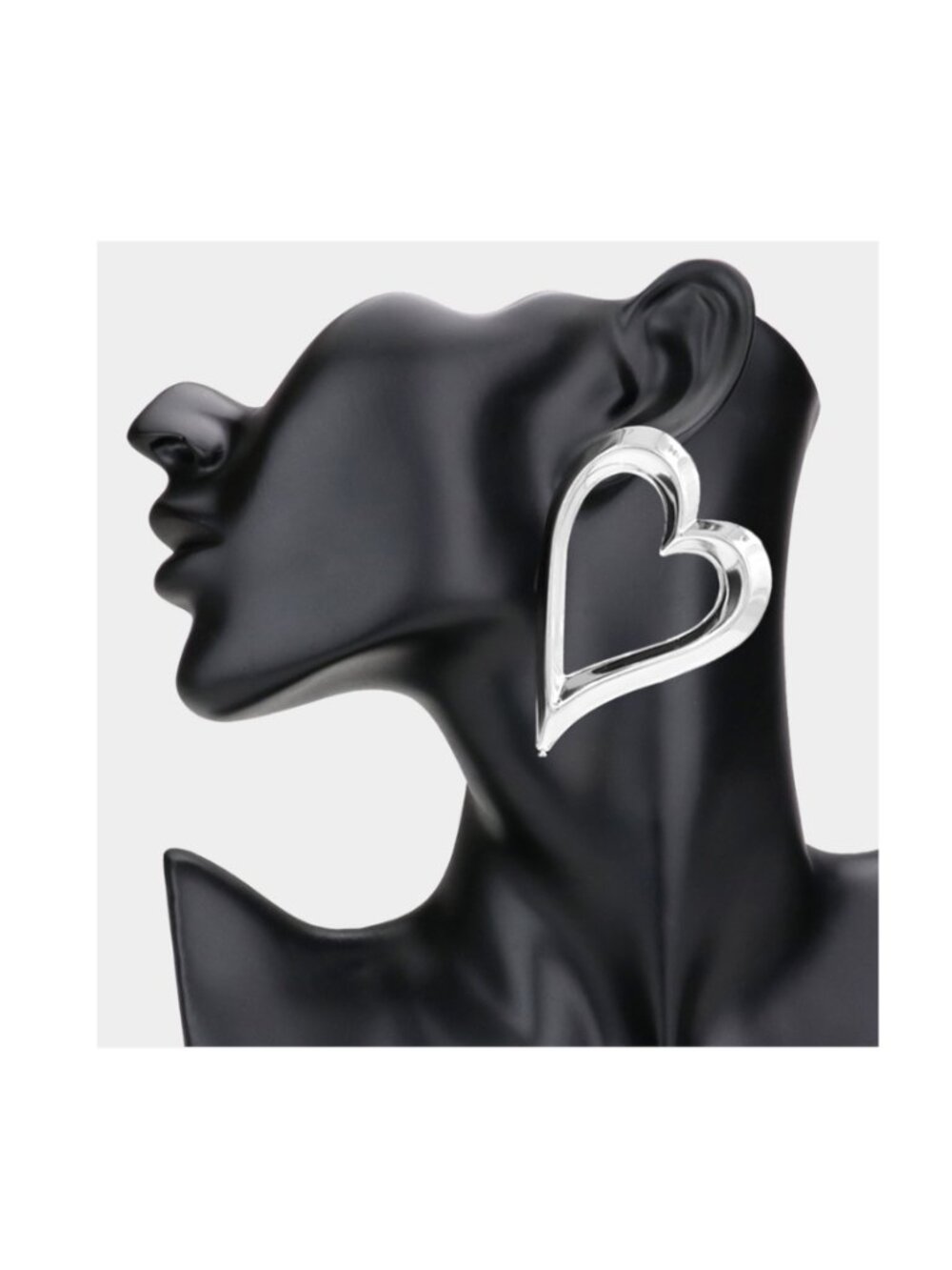 Silver Open Heart Earrings for Women | Oversized Heart-Shaped Statement Earrings